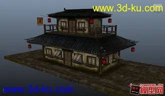 3D打印模型客栈带贴图的图片