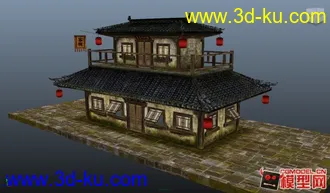 3D打印模型客栈带贴图的图片