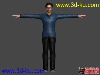 现代男人模型 骨骼绑定 带动作 文艺青年的图片