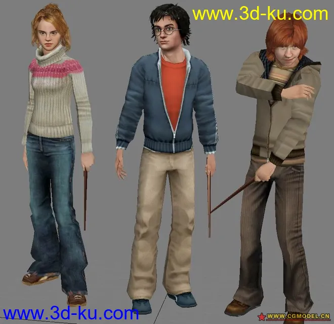 哈里波特三个小主角模型贴图分享的图片1