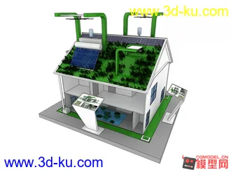 科技小屋模型下载 环保小屋 绿色小屋 环保建筑的图片