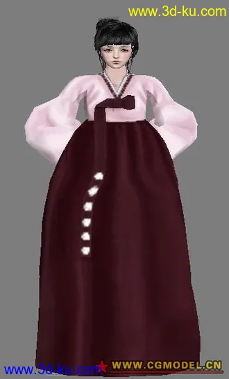 3D打印模型（新人分享）穿韩服的可爱美眉的图片