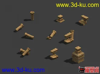 3D打印模型一些石桩，碎石头等小部件的图片