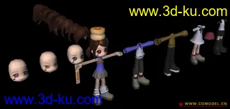 3D打印模型可爱小妹妹（简模，有多套服装可换）的图片