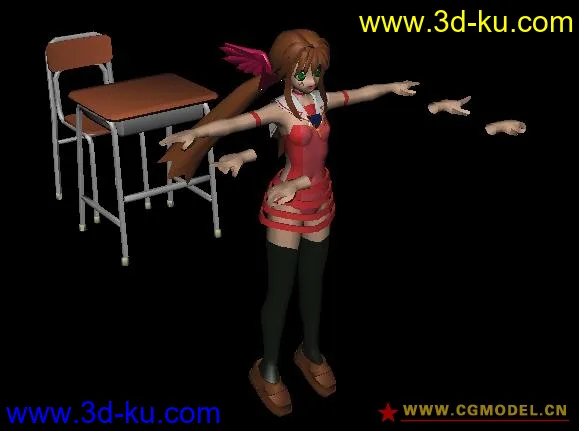 性感艳服MM（配课桌椅）模型的图片1