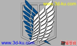 3D打印模型进击的巨人调查兵团的一个LOGO已经上色，附带一张算是壁纸的壁纸吧。。。的图片