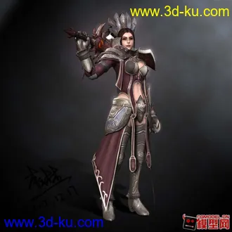 3D打印模型自己照着别人原画做的次时代女战士的图片