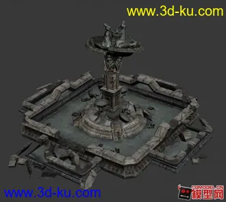 一个被损坏的西方喷水池模型的图片