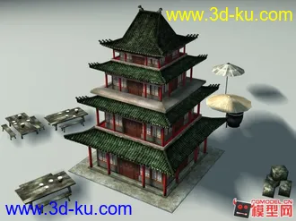 3D打印模型古建筑 塔楼 酒店 箱的图片