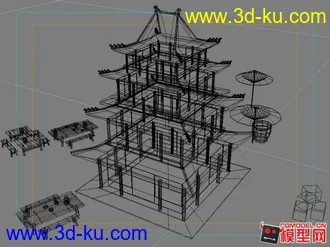 3D打印模型古建筑 塔楼 酒店 箱的图片