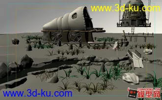 Q版丛林小屋3D场景模型的图片