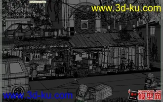3D打印模型破旧小街区场景的图片