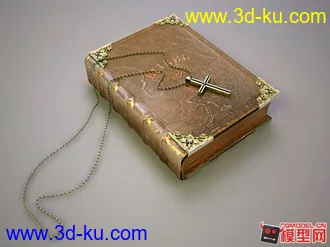 3D打印模型古老的书 十字架项链的图片