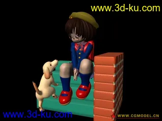 3D打印模型可爱的动画人物外加个可爱的小狗的图片