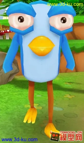 3D打印模型一只卡通的长腿Q版企鹅~~~~喜欢的拿去吧有动作的~~的图片