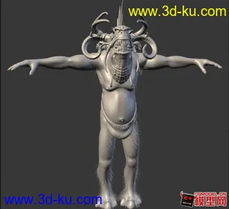 3D打印模型超高细节,monster 有角的人形怪物的图片