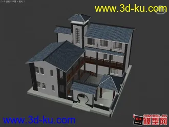 3D打印模型中式建筑房子的图片
