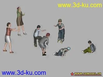 3D打印模型小孩嬉戏群组动画的图片