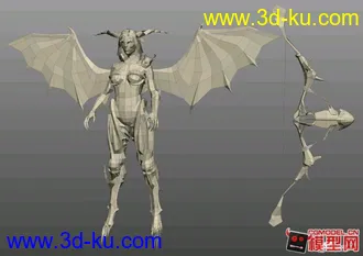 3D打印模型拿弓箭的恶魔美女的图片