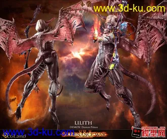 3D打印模型拿弓箭的恶魔美女的图片