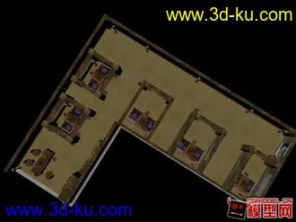 L型的室內場景模型的图片