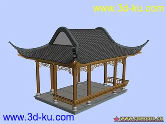 3D打印模型好久没来了，发一个水榭(有材质)的图片