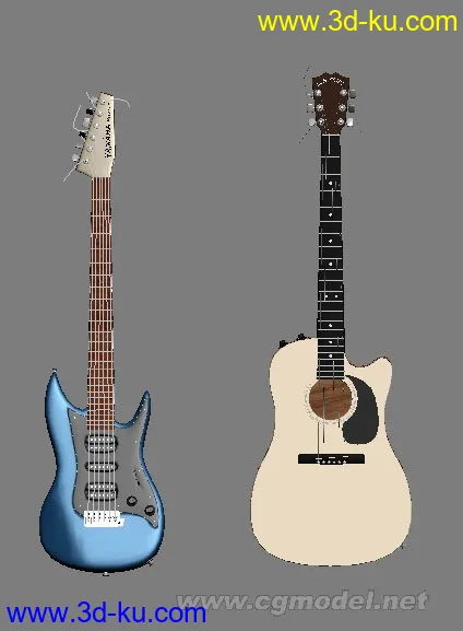 自己做的两把吉他，哈哈模型的图片1