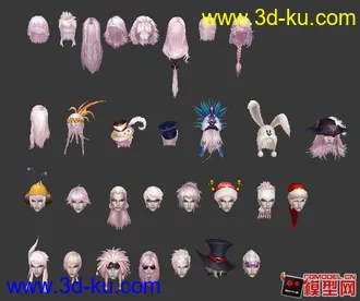 3D打印模型神魔大陆各种头发  男性角色下载  6头矮人女裸模的图片