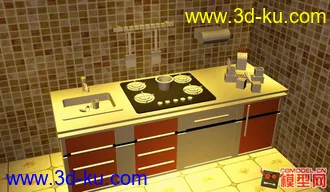 3D打印模型一厨房的粗模。的图片