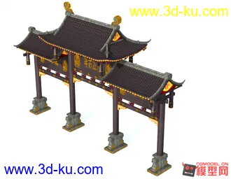 一个小小牌坊，带材质，高精度模型的图片