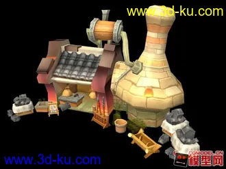 Q版打鐵舖模型的图片