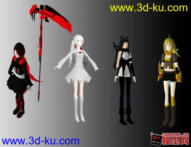 RWBY4人 obj模型的图片1