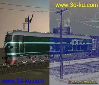 3D打印模型原创沙漠中的东风4B内燃机车的图片
