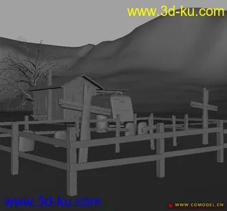 3D打印模型国外的教程场景-有墓地（可以做晚上的氛围）的图片