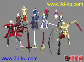 3D打印模型fate/stay night |unlimited code   **saber 黑化saber 吉尔伽美什 红A等等等**的图片