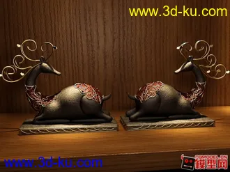 梅花鹿工艺雕塑模型下载。的图片