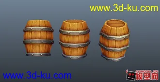 3D打印模型木桶obj和mb格式，带贴图的图片