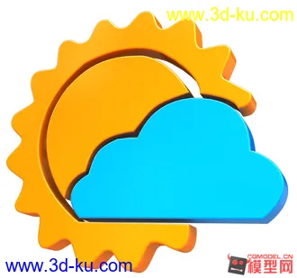 3D打印模型4个天气预报用三维图标，希望大家喜欢的图片