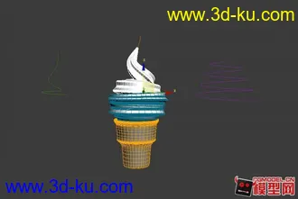 3D打印模型本人原创冰淇淋甜筒一个，修改方便！甜筒动画必备的图片