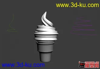 3D打印模型本人原创冰淇淋甜筒一个，修改方便！甜筒动画必备的图片