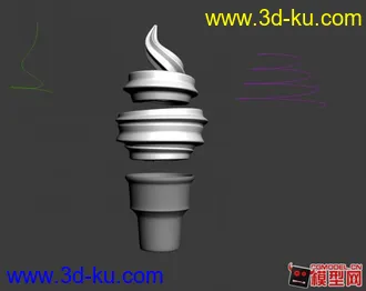3D打印模型本人原创冰淇淋甜筒一个，修改方便！甜筒动画必备的图片