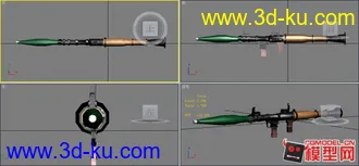 一个简单的火箭筒次时代游戏模型，maya做的，后面导入max中，有贴图，高光贴图，烘...的图片