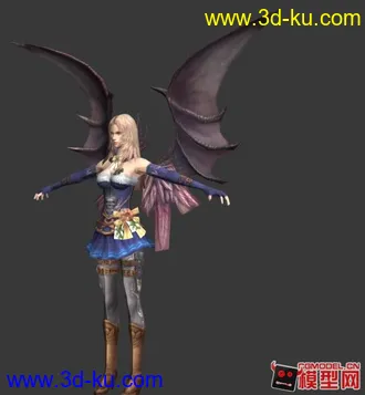 3D打印模型漂亮的游戏女性角色，有贴图，有翅膀的图片