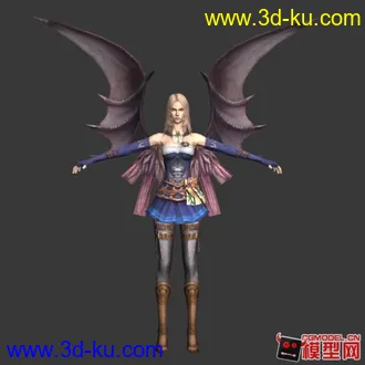 3D打印模型漂亮的游戏女性角色，有贴图，有翅膀的图片