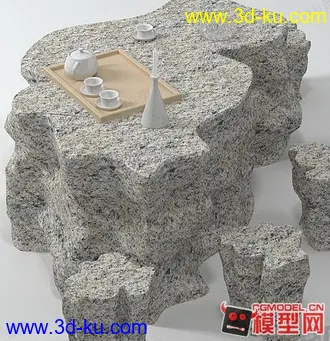 3D打印模型花岗岩石凳 高模的图片