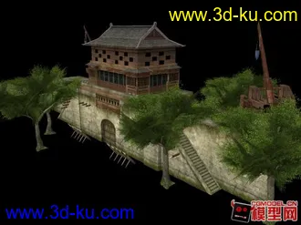 修建中的城牆模型的图片