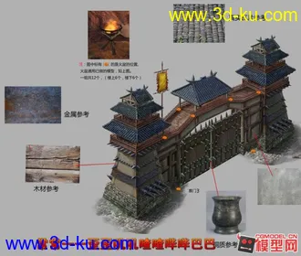 3D打印模型城门筑塔楼的图片