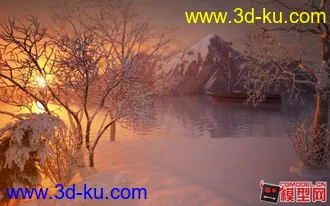 湖面雪景船山体模型带贴图的图片