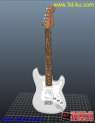 黑白电吉他模型，下载，有OBJ格式和MAYA通用格式的图片