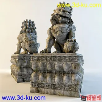 maya 高精度石狮模型的图片